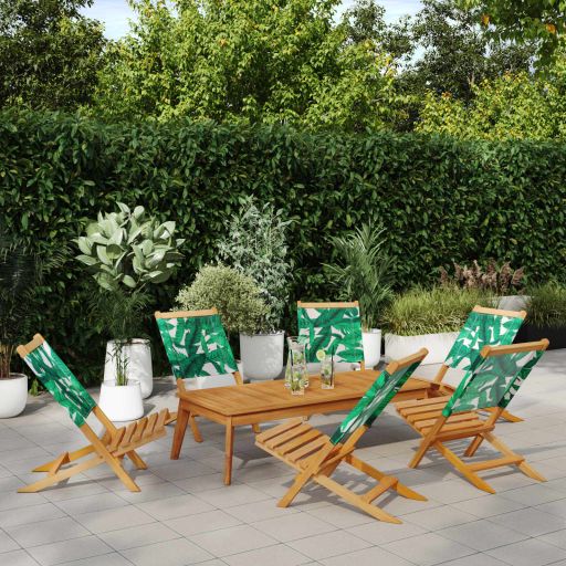 Gartenstühle 4 Stk. Klappbar Cremeweiß Stoff und Massivholz