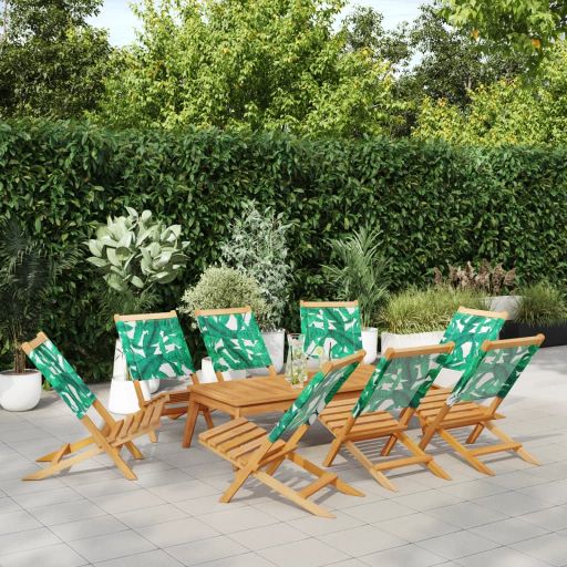 Gartenstühle 4 Stk. Klappbar Cremeweiß Stoff und Massivholz