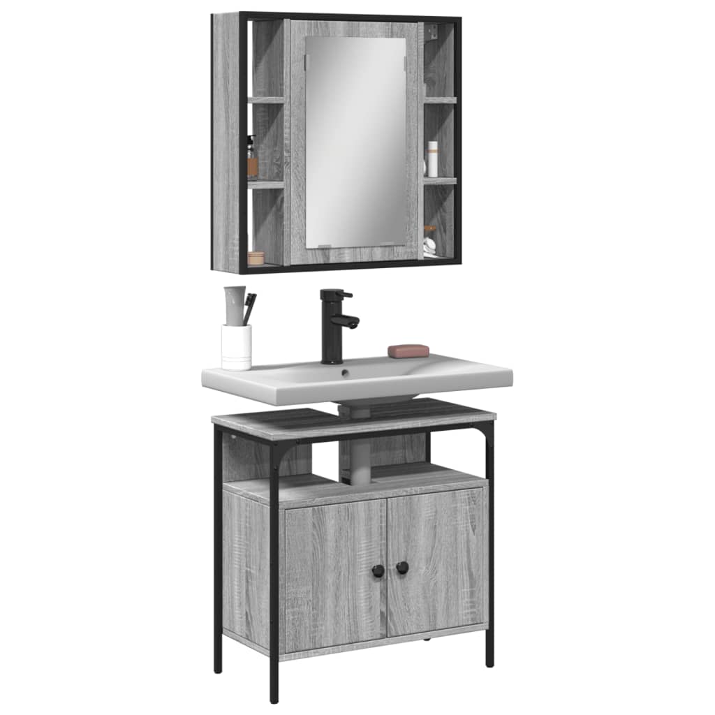 vidaXL 2-tlg. Badmöbel-Set Schwarz Holzwerkstoff