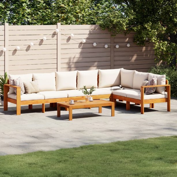 4-tlg. Garten-Sofagarnitur mit Kissen Massivholz Akazie