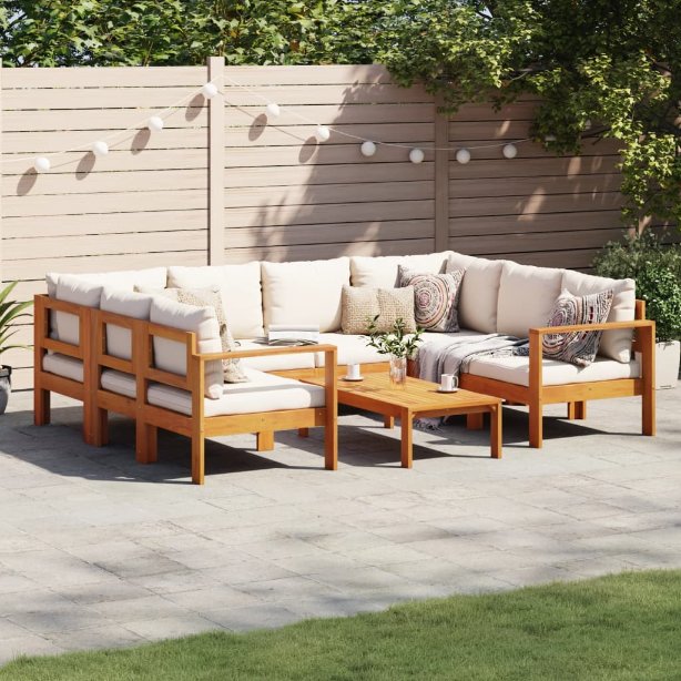 4-tlg. Garten-Sofagarnitur mit Kissen Massivholz Akazie