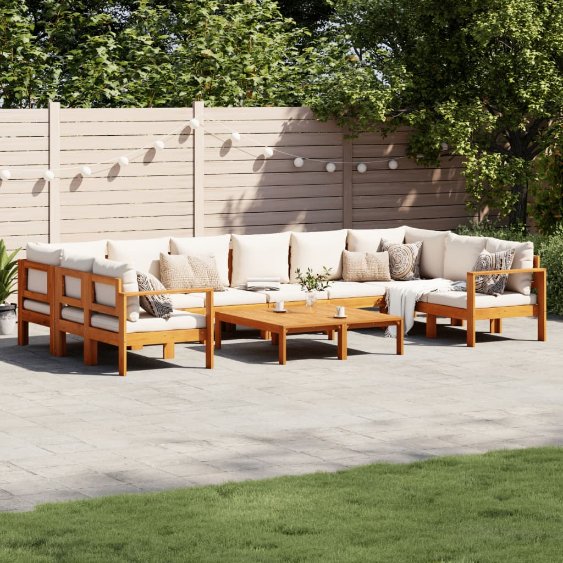4-tlg. Garten-Sofagarnitur mit Kissen Massivholz Akazie