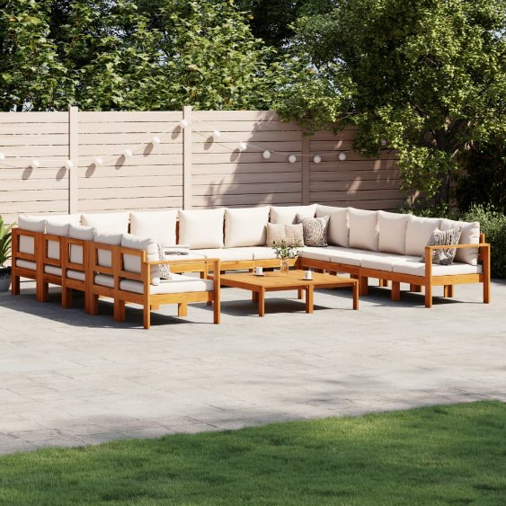 4-tlg. Garten-Sofagarnitur mit Kissen Massivholz Akazie