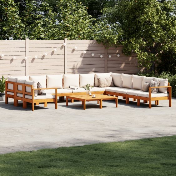 4-tlg. Garten-Sofagarnitur mit Kissen Massivholz Akazie