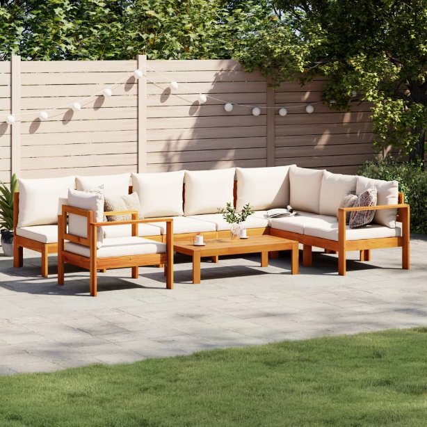 4-tlg. Garten-Sofagarnitur mit Kissen Massivholz Akazie