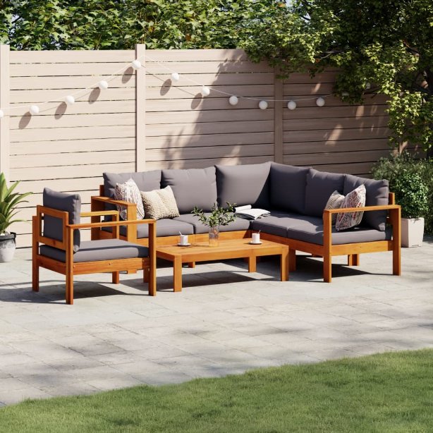 4-tlg. Garten-Sofagarnitur mit Kissen Massivholz Akazie