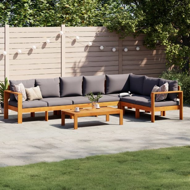 4-tlg. Garten-Sofagarnitur mit Kissen Massivholz Akazie