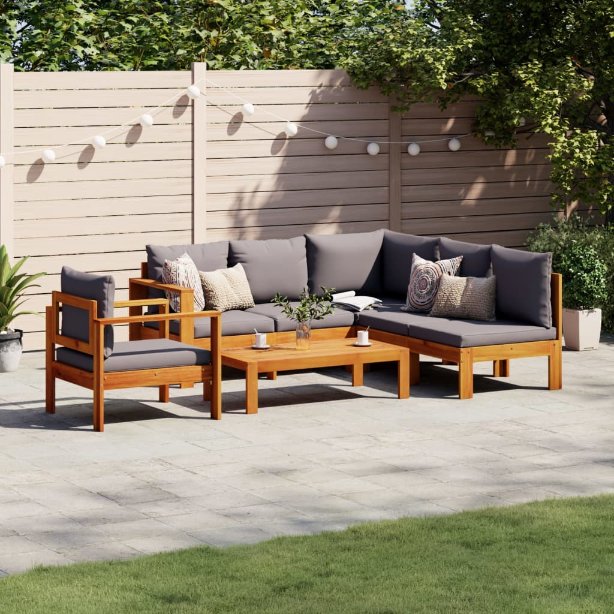 4-tlg. Garten-Sofagarnitur mit Kissen Massivholz Akazie