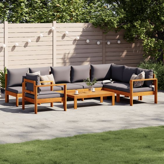 4-tlg. Garten-Sofagarnitur mit Kissen Massivholz Akazie