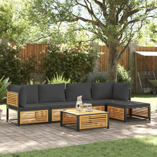 4-tlg. Garten-Sofagarnitur mit Kissen Massivholz Akazie