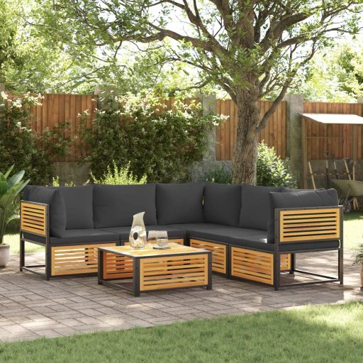 4-tlg. Garten-Sofagarnitur mit Kissen Massivholz Akazie