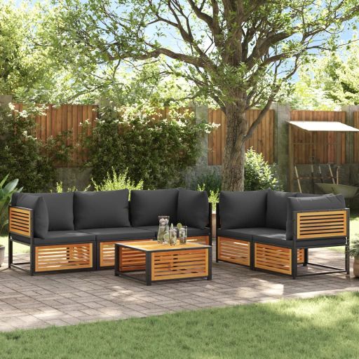 4-tlg. Garten-Sofagarnitur mit Kissen Massivholz Akazie
