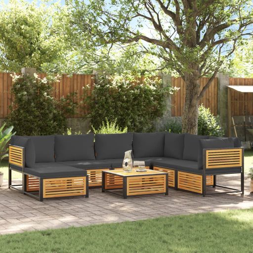 4-tlg. Garten-Sofagarnitur mit Kissen Massivholz Akazie