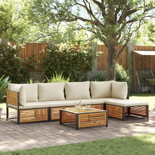 4-tlg. Garten-Sofagarnitur mit Kissen Massivholz Akazie