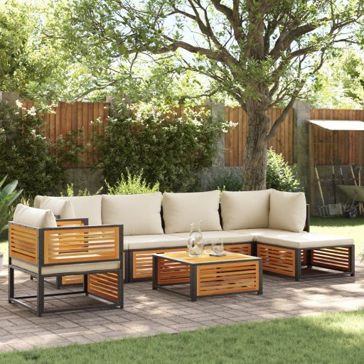 4-tlg. Garten-Sofagarnitur mit Kissen Massivholz Akazie