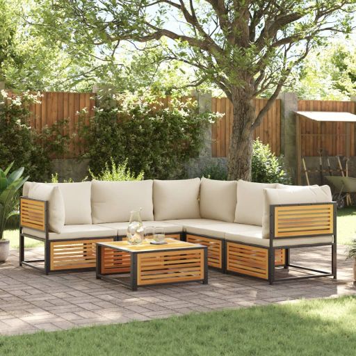 4-tlg. Garten-Sofagarnitur mit Kissen Massivholz Akazie