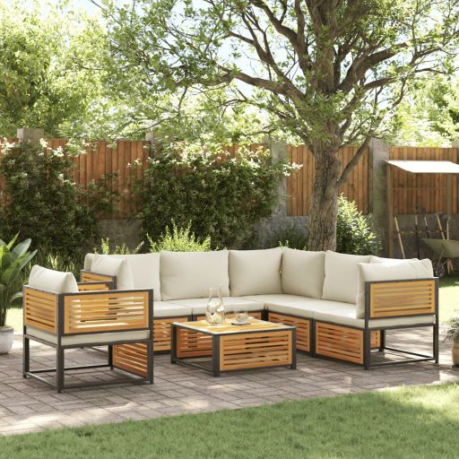 4-tlg. Garten-Sofagarnitur mit Kissen Massivholz Akazie