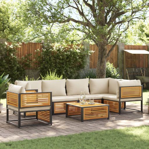 4-tlg. Garten-Sofagarnitur mit Kissen Massivholz Akazie
