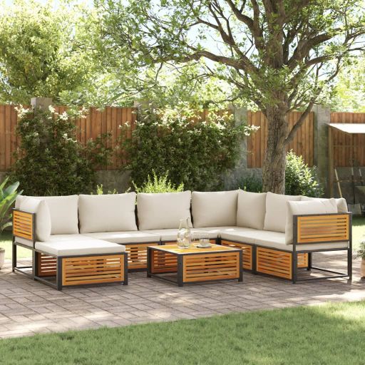 4-tlg. Garten-Sofagarnitur mit Kissen Massivholz Akazie