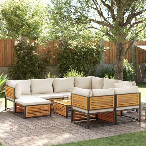 4-tlg. Garten-Sofagarnitur mit Kissen Massivholz Akazie