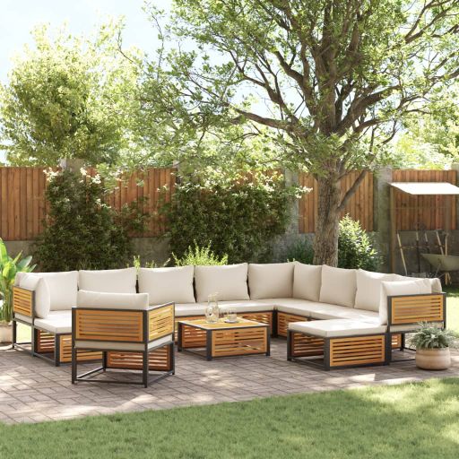 4-tlg. Garten-Sofagarnitur mit Kissen Massivholz Akazie