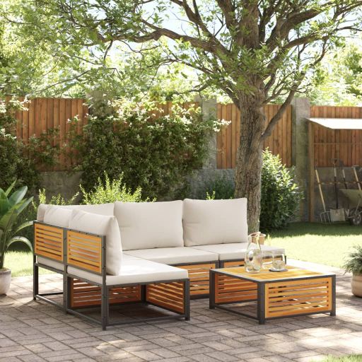 4-tlg. Garten-Sofagarnitur mit Kissen Massivholz Akazie