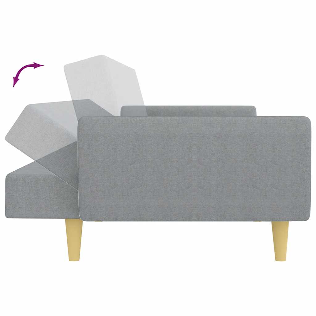 vidaXL Schlafsofa 2-Sitzer mit Fußhocker Hellgrau Stoff
