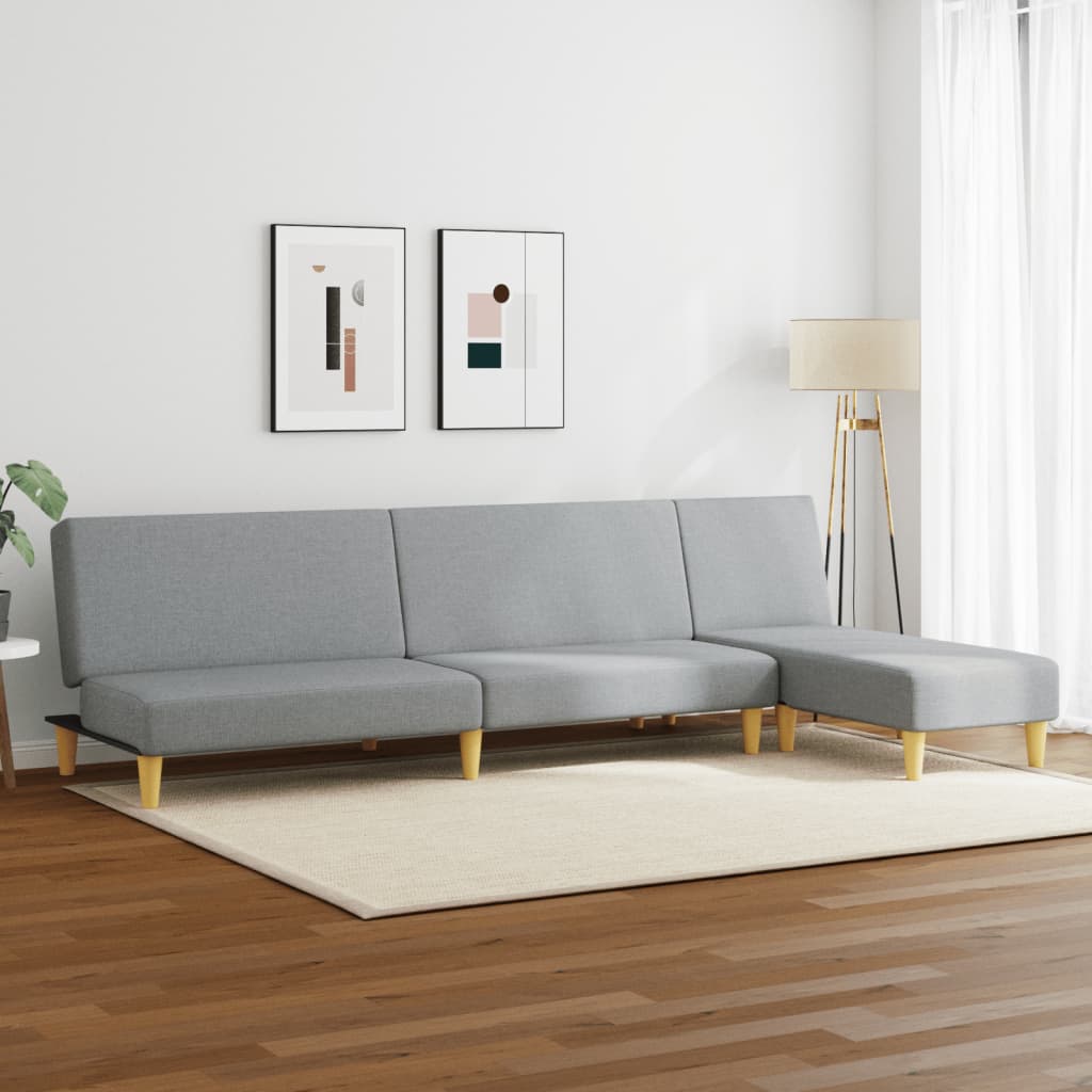 vidaXL 2-tlg. Sofagarnitur Hellgrau Stoff