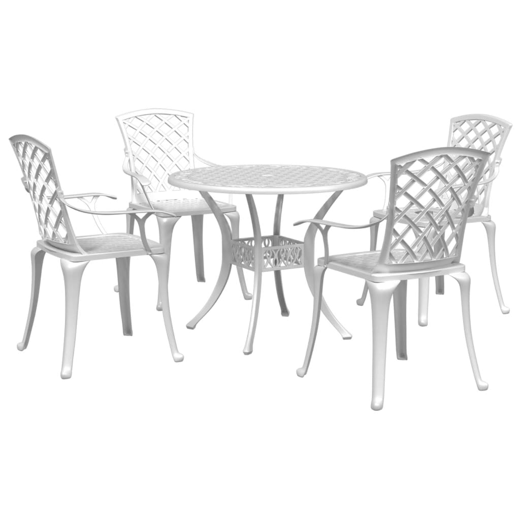 3-tlg. Bistro-Set Weiß Aluminiumguss
