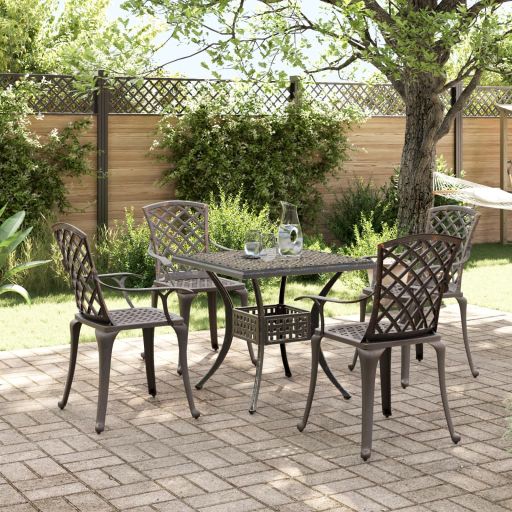 3-tlg. Bistro-Set Weiß Aluminiumguss