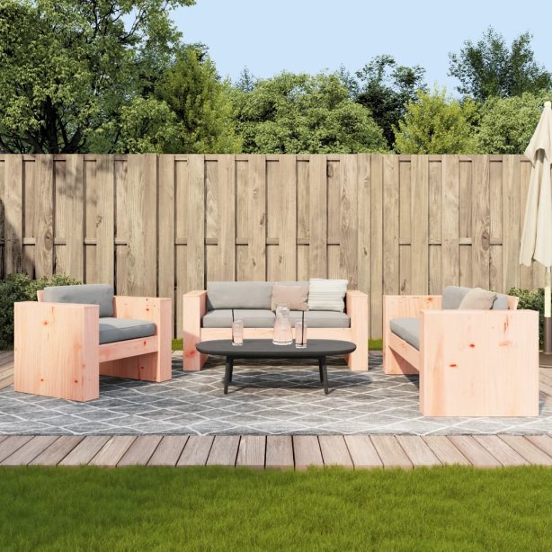 2-tlg. Garten-Lounge-Set Weiß Massivholz Kiefer