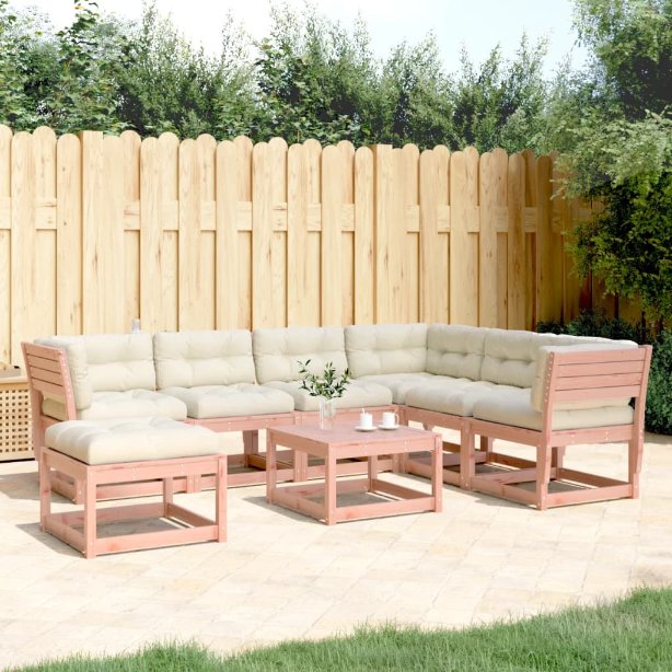 7-tlg. Garten-Lounge-Set mit Kissen Massivholz Kiefer