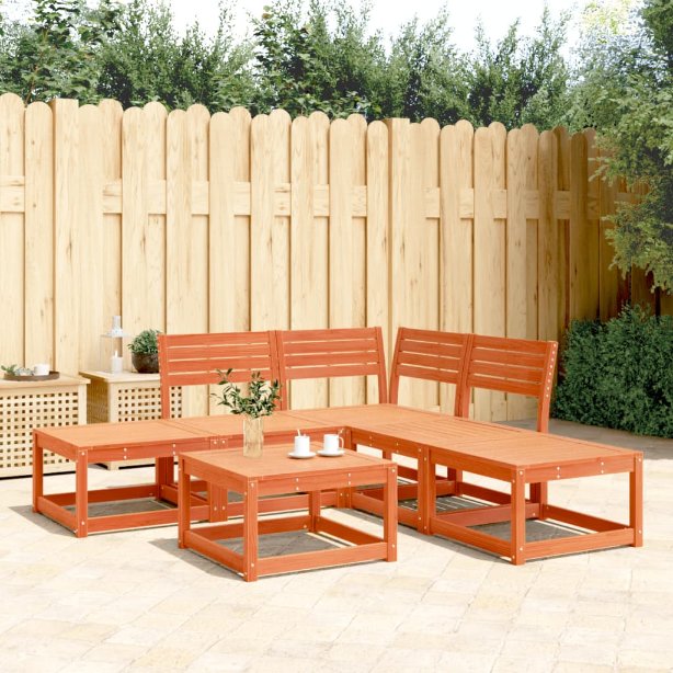 5-tlg. Garten-Sofagarnitur Weiß Massivholz Kiefer