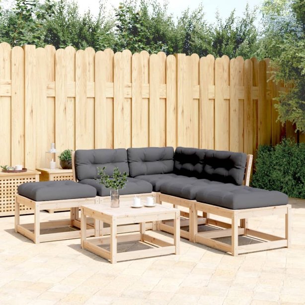 5-tlg. Garten-Sofagarnitur Weiß Massivholz Kiefer