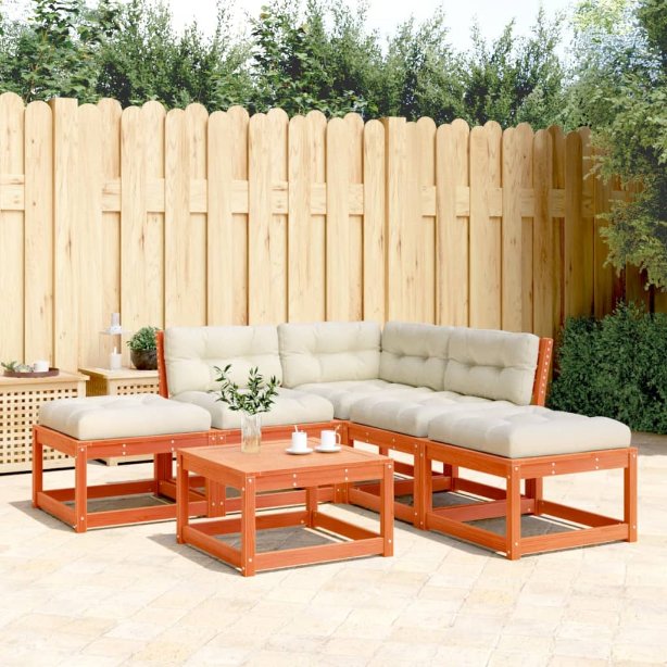 5-tlg. Garten-Sofagarnitur Weiß Massivholz Kiefer