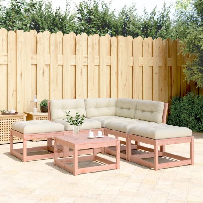 5-tlg. Garten-Sofagarnitur Weiß Massivholz Kiefer