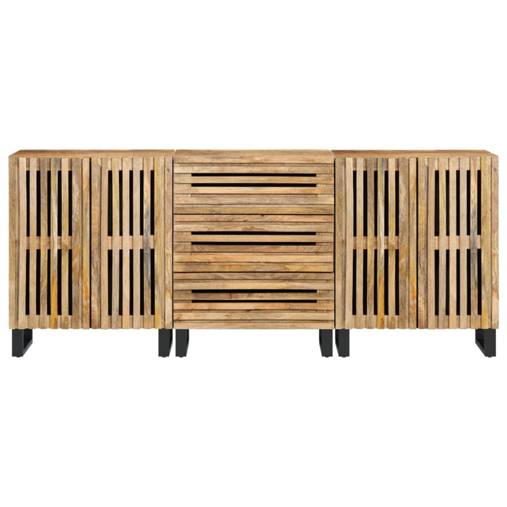 vidaXL Sideboard 3 Stk. 60x34x75 cm Raues Massivholz Mango