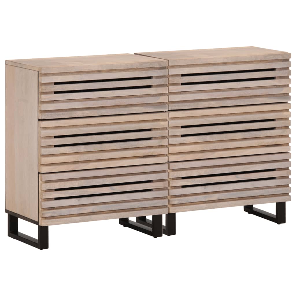 vidaXL Sideboard 2 Stk. 60x34x75 cm Raues Massivholz Mango