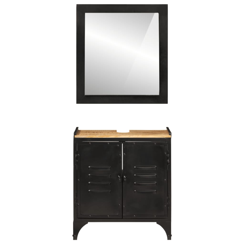 vidaXL 2-tlg. Badmöbel-Set Eisen und Massivholz Mango