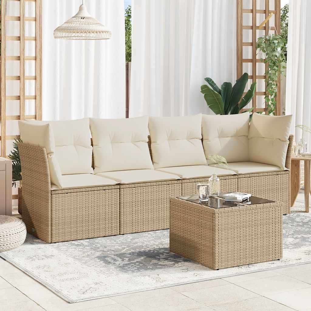 4-tlg. Garten-Sofagarnitur mit Kissen Schwarz Poly Rattan