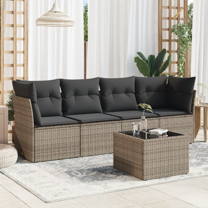 4-tlg. Garten-Sofagarnitur mit Kissen Schwarz Poly Rattan
