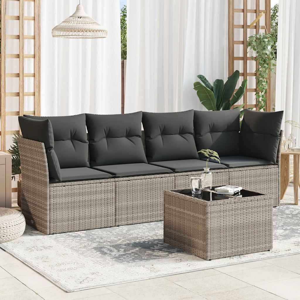 4-tlg. Garten-Sofagarnitur mit Kissen Schwarz Poly Rattan