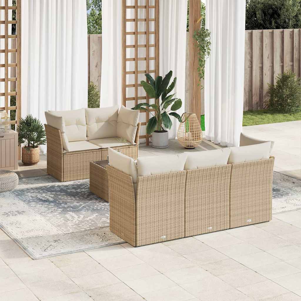 6-tlg. Garten-Sofagarnitur mit Kissen Schwarz Poly Rattan