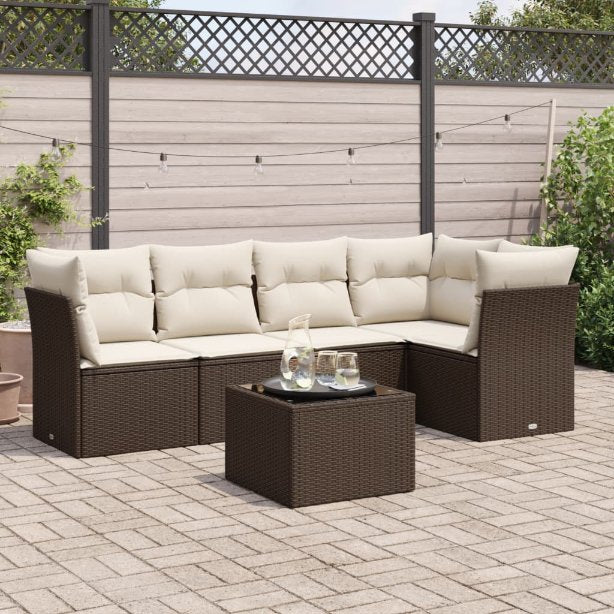 5-tlg. Garten-Sofagarnitur mit Kissen Schwarz Poly Rattan
