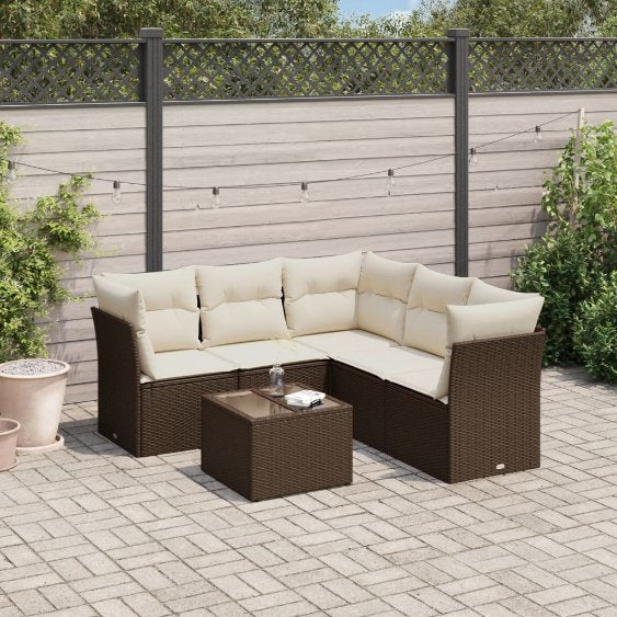 5-tlg. Garten-Sofagarnitur mit Kissen Schwarz Poly Rattan