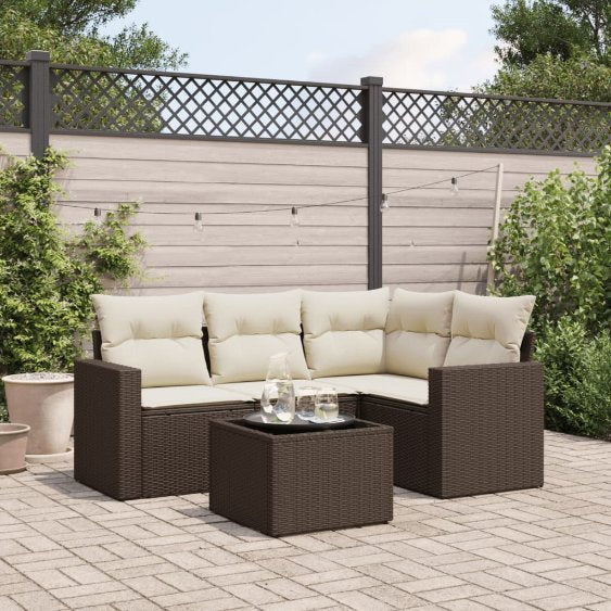 4-tlg. Garten-Sofagarnitur mit Kissen Schwarz Poly Rattan