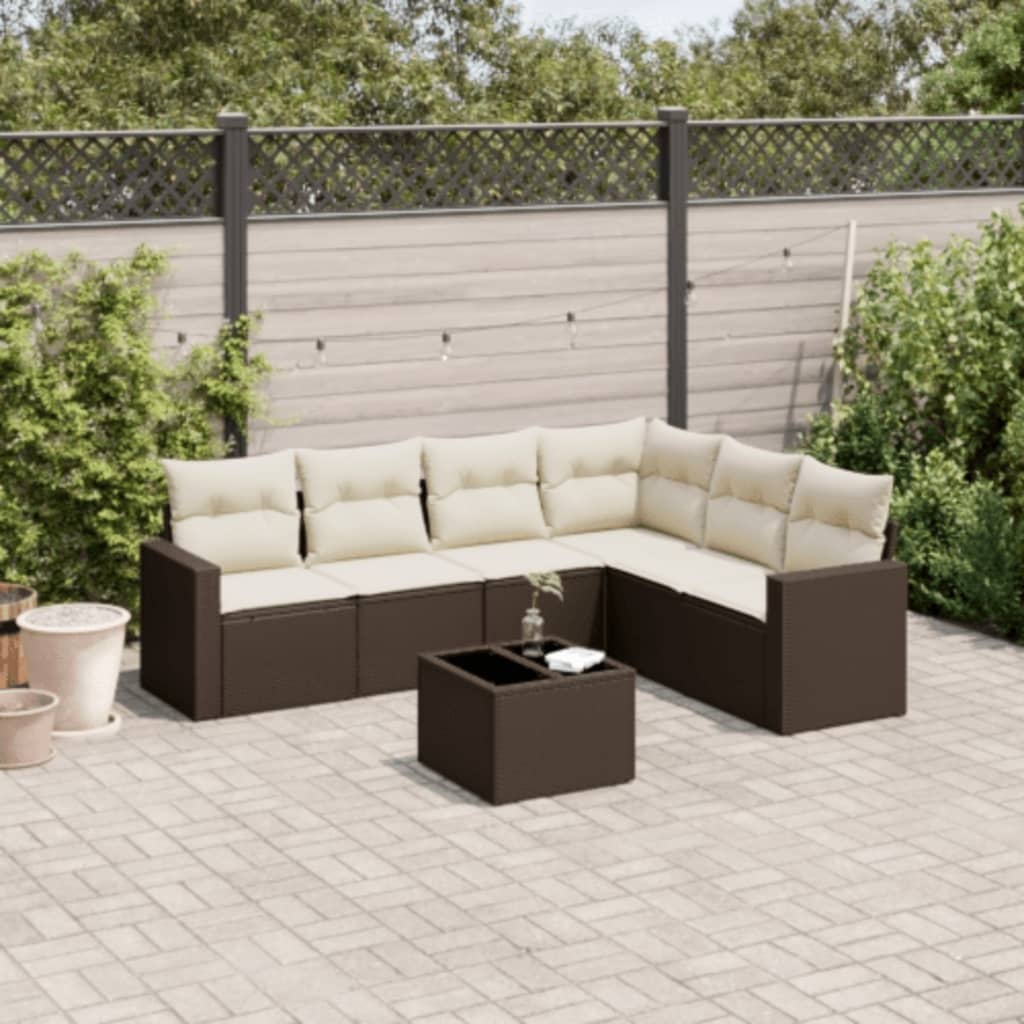 6-tlg. Garten-Sofagarnitur mit Kissen Schwarz Poly Rattan