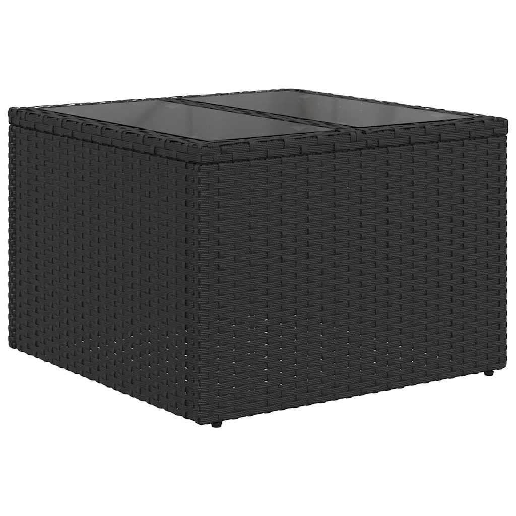 7-teiliges Gartensofa-Set mit Kissen, schwarzes Polyrattan