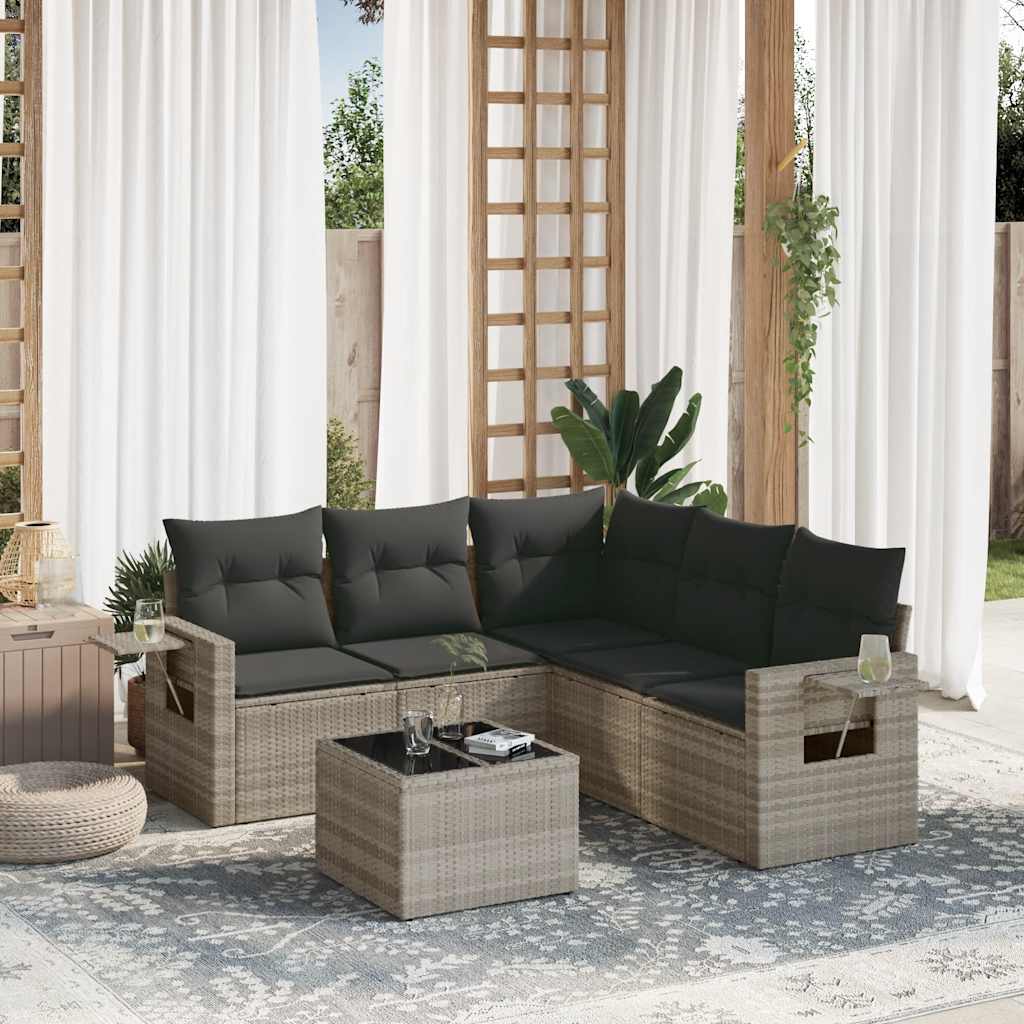 5-tlg. Garten-Sofagarnitur mit Kissen Schwarz Poly Rattan