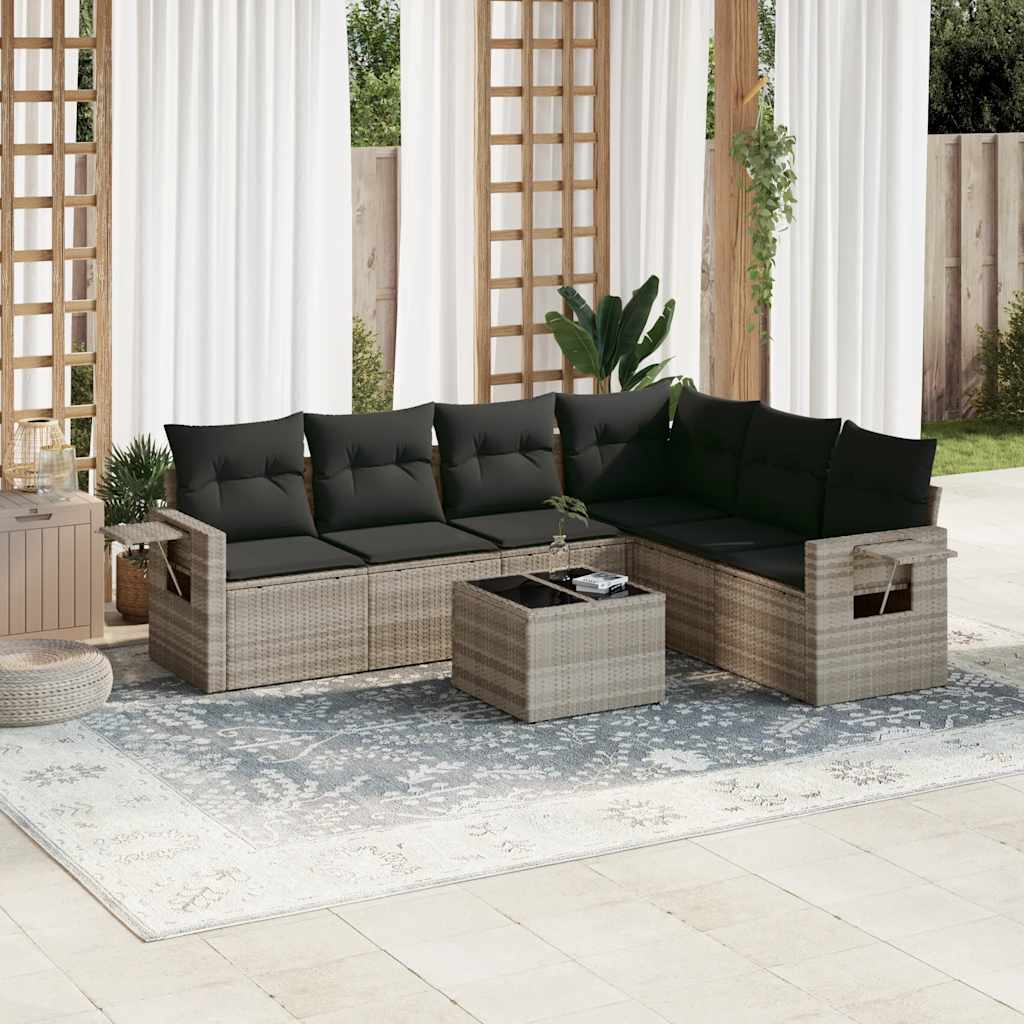 6-tlg. Garten-Sofagarnitur mit Kissen Schwarz Poly Rattan